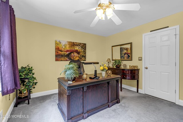 10 Cheryl Ln, Millstone, NJ 08510 - carpeted home office with a ceiling fan and baseboards