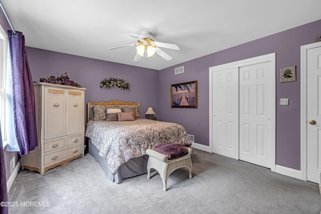 10 Cheryl Ln, Millstone, NJ 08510 - bedroom featuring light colored carpet, a closet, and a ceiling fan