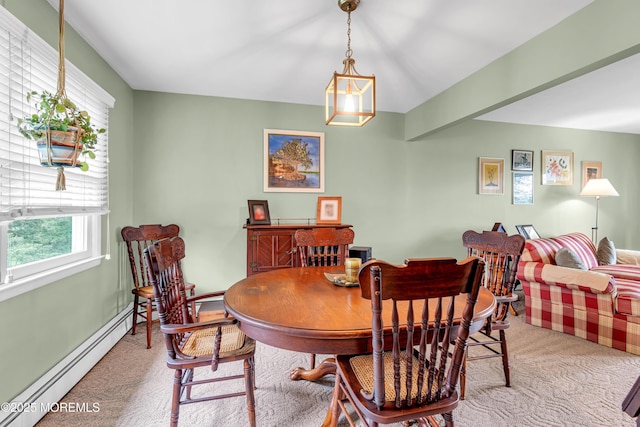 136 Iron Ore Rd, Manalapan, NJ 07726 - dining room with carpet flooring and a baseboard heating unit