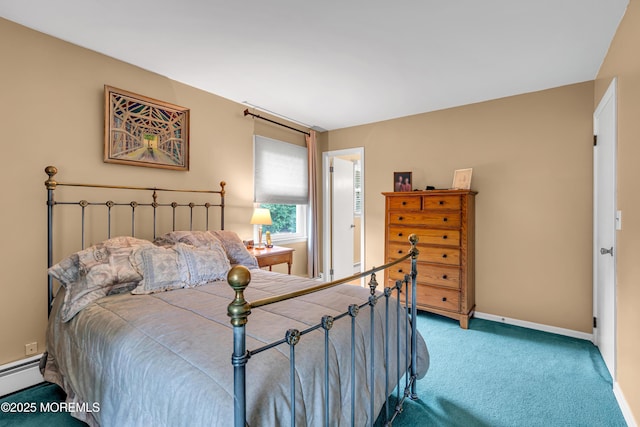 136 Iron Ore Rd, Manalapan, NJ 07726 - carpeted bedroom with baseboards and a baseboard heating unit