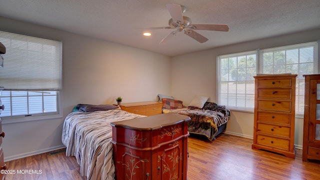 21 Parkview Way, Manalapan, NJ 07726 - bedroom featuring multiple windows, light wood-type flooring, recessed lighting, and a ceiling fan