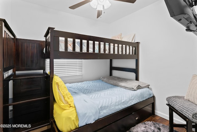20 Highland Ave, Keansburg, NJ 07734 - bedroom featuring wood finished floors, a ceiling fan, and baseboards