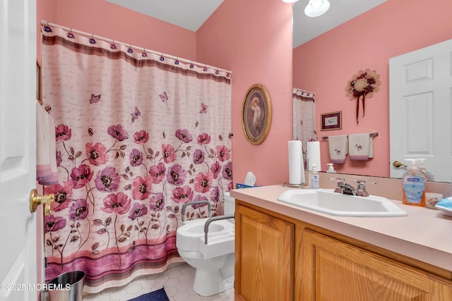 143 Sylvan Lake Blvd, Bayville, NJ 08721 - bathroom featuring vanity, tile patterned flooring, and curtained shower