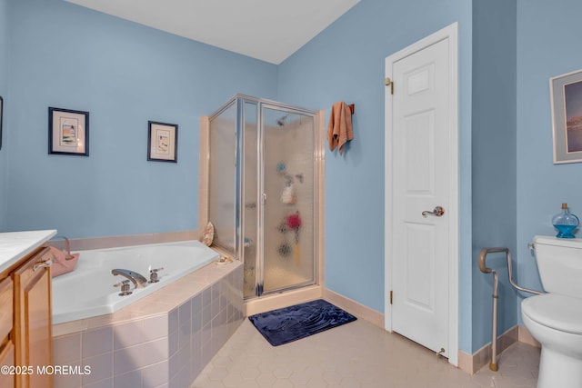 143 Sylvan Lake Blvd, Bayville, NJ 08721 - full bathroom featuring a bath, a stall shower, vanity, and tile patterned floors