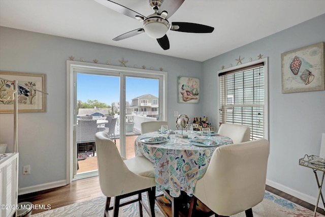 728 Drum Point Rd, Brick, NJ 08723 - dining area with wood finished floors and ceiling fan