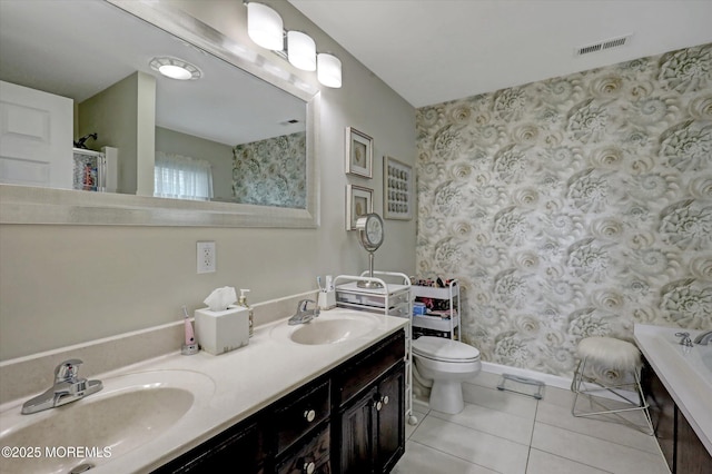728 Drum Point Rd, Brick, NJ 08723 - bathroom featuring tile patterned floors, double vanity, and a bath