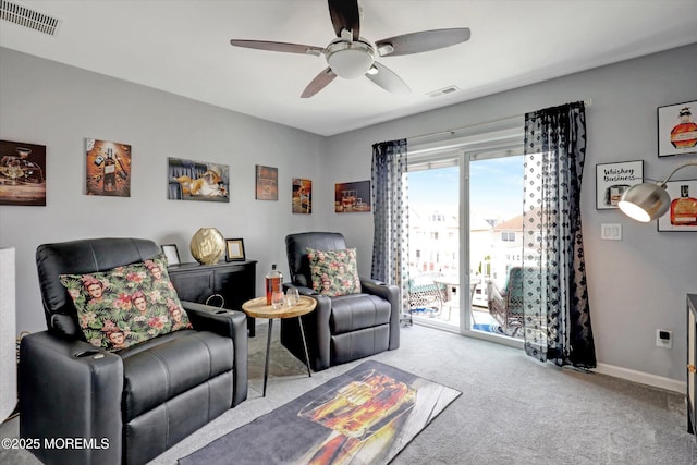 728 Drum Point Rd, Brick, NJ 08723 - carpeted living room featuring a ceiling fan and baseboards