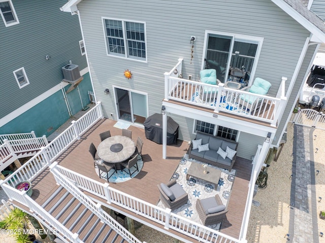 728 Drum Point Rd, Brick, NJ 08723 - back of house with a wooden deck, outdoor dining space, and a hot tub