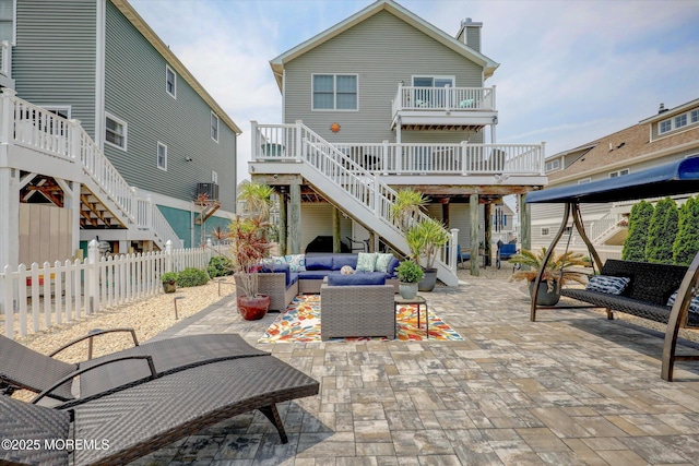 728 Drum Point Rd, Brick, NJ 08723 - rear view of property with stairway, an outdoor living space, and a patio area