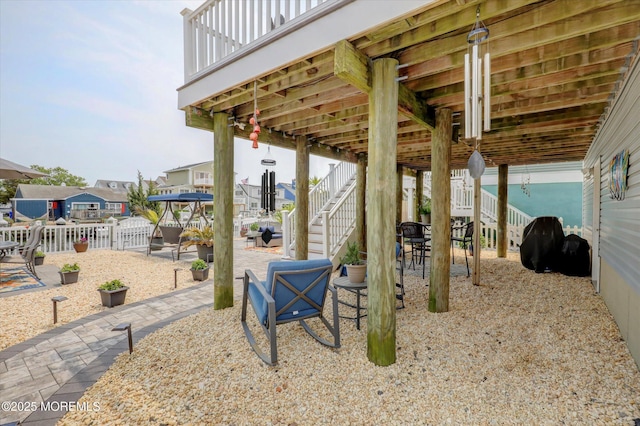728 Drum Point Rd, Brick, NJ 08723 - view of patio with stairs, grilling area, and a residential view
