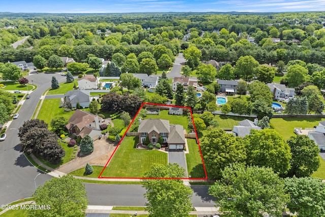 14 Tuscan Dr, Freehold, NJ 07728 - aerial view of residential area featuring property parcel outlined