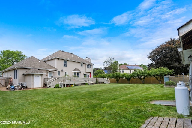 14 Tuscan Dr, Freehold, NJ 07728 - view of yard with a wooden deck and stairway