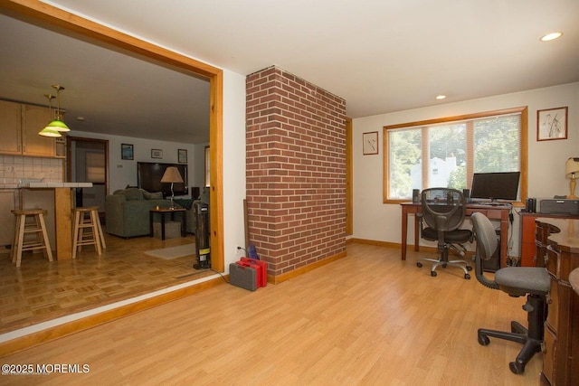 1801 Serpentine Dr, Forked River, NJ 08731 - home office featuring light wood-type flooring, recessed lighting, and baseboards
