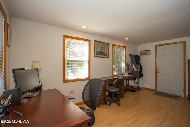 1801 Serpentine Dr, Forked River, NJ 08731 - office area with light wood-style flooring, baseboards, and recessed lighting
