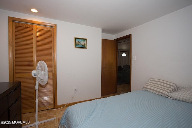 1801 Serpentine Dr, Forked River, NJ 08731 - bedroom with a closet, recessed lighting, and baseboards
