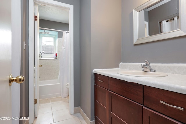 1184 Rachel Ct, Brick, NJ 08724 - bathroom with vanity, tile patterned flooring, shower / tub combo, and baseboards