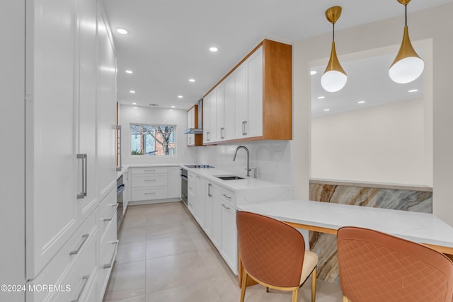 214 Private Way, Lakewood, NJ 08701 - kitchen with a sink, light stone countertops, wall oven, white cabinets, and recessed lighting
