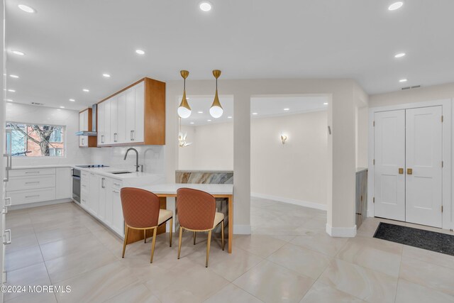 214 Private Way, Lakewood, NJ 08701 - kitchen with a sink, stainless steel oven, recessed lighting, light countertops, and decorative backsplash