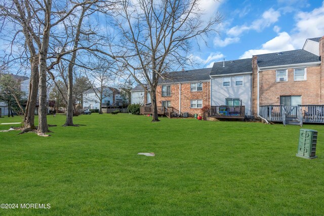 214 Private Way, Lakewood, NJ 08701 - view of grassy yard featuring a wooden deck