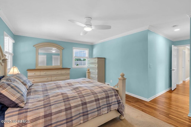 708 Schoolhouse Rd, Brielle, NJ 08730 - bedroom with wood finished floors, ceiling fan, and crown molding