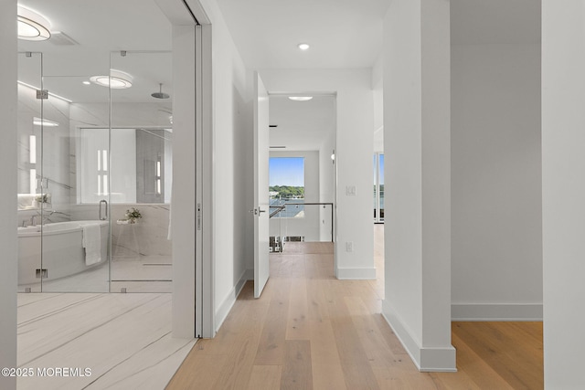 4 Boat Club Ct Unit 3E, Red Bank, NJ 07701 - hall with light wood finished floors and recessed lighting