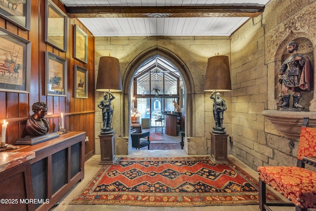 310 Cooper Rd Unit C, Red Bank, NJ 07701 - foyer with a wood ceiling with exposed beams