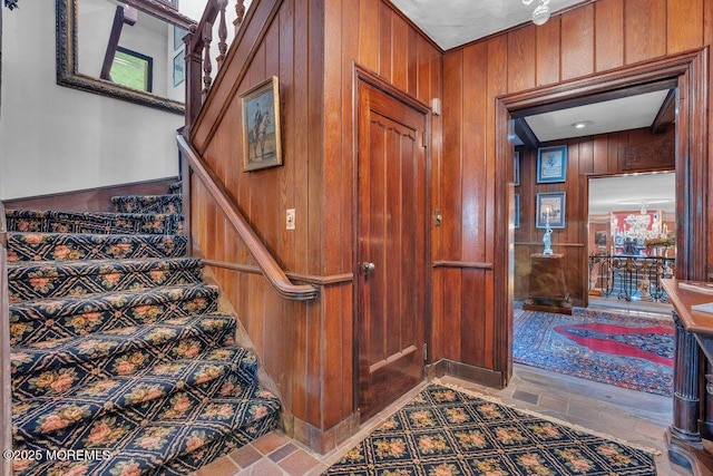 310 Cooper Rd Unit C, Red Bank, NJ 07701 - stairs with wood walls and stone finish floors