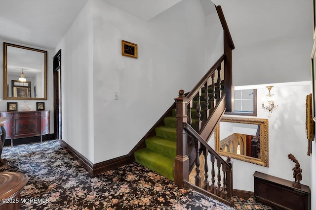310 Cooper Rd Unit C, Red Bank, NJ 07701 - staircase featuring baseboards and carpet floors