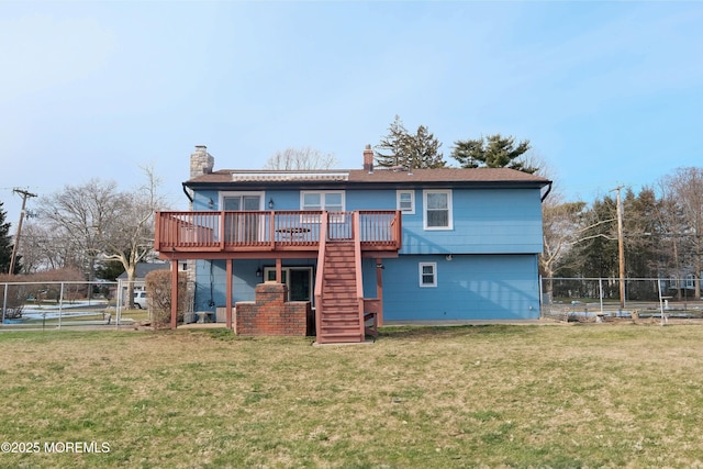 277 Grandview Ave, Piscataway Twp, NJ 08854 - back of house with stairs, a deck, and a chimney