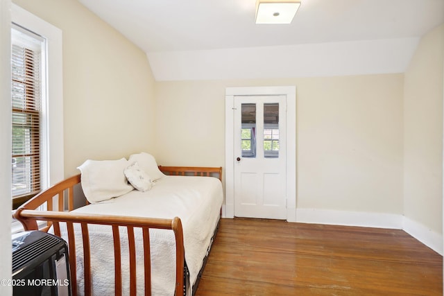 699 River Rd, Fair Haven, NJ 07704 - bedroom with wood finished floors and vaulted ceiling