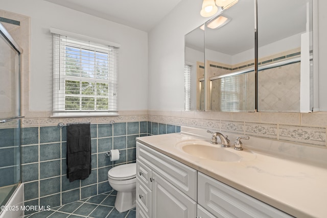 24 Sugar Maple Dr, Red Bank, NJ 07701 - full bath featuring vanity, tile walls, a wainscoted wall, and tile patterned flooring