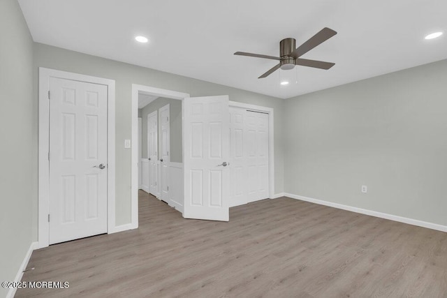 84 Briar Mills Dr, Brick, NJ 08724 - unfurnished bedroom featuring wood finished floors, recessed lighting, baseboards, ceiling fan, and a closet