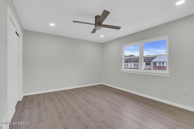 84 Briar Mills Dr, Brick, NJ 08724 - unfurnished bedroom featuring wood finished floors, recessed lighting, baseboards, a closet, and a ceiling fan