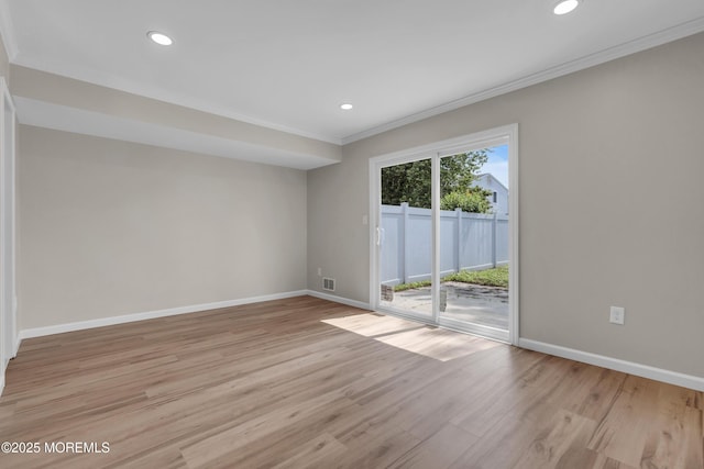 34-1 Green Grove Ave, Keyport, NJ 07735 - spare room featuring ornamental molding, light wood finished floors, and recessed lighting