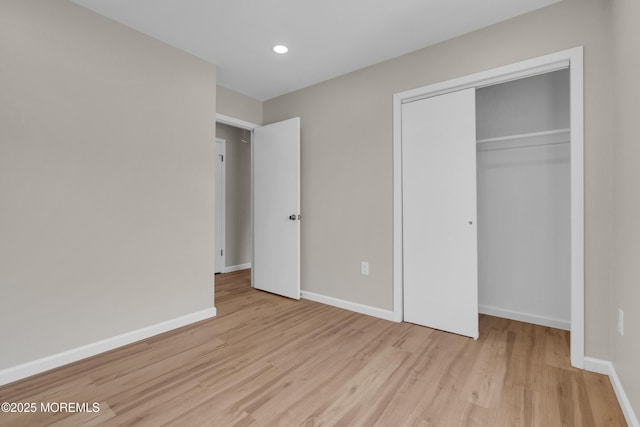 34-1 Green Grove Ave, Keyport, NJ 07735 - unfurnished bedroom featuring light wood-style flooring, a closet, and recessed lighting