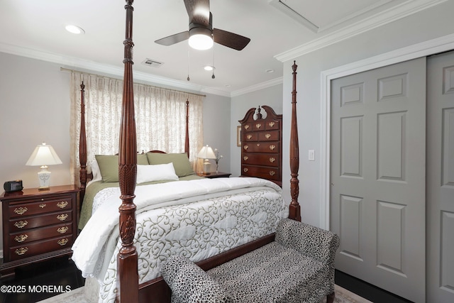 8 Clement Ln, Leonardo, NJ 07737 - bedroom featuring ornamental molding, a ceiling fan, and recessed lighting