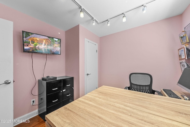 35 Lone Star Ln, Manalapan, NJ 07726 - office featuring track lighting, wood finished floors, and baseboards