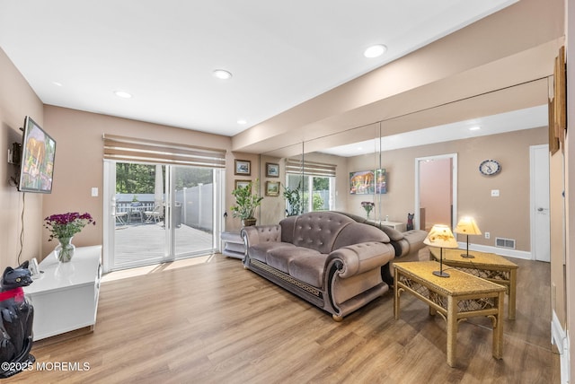 35 Lone Star Ln, Manalapan, NJ 07726 - living area featuring light wood finished floors, healthy amount of natural light, recessed lighting, and baseboards