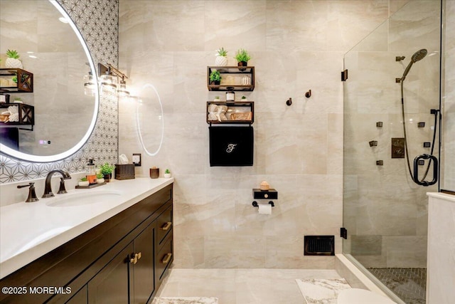 3 Kindling Way, Jackson, NJ 08527 - full bathroom with vanity, a stall shower, and tile walls
