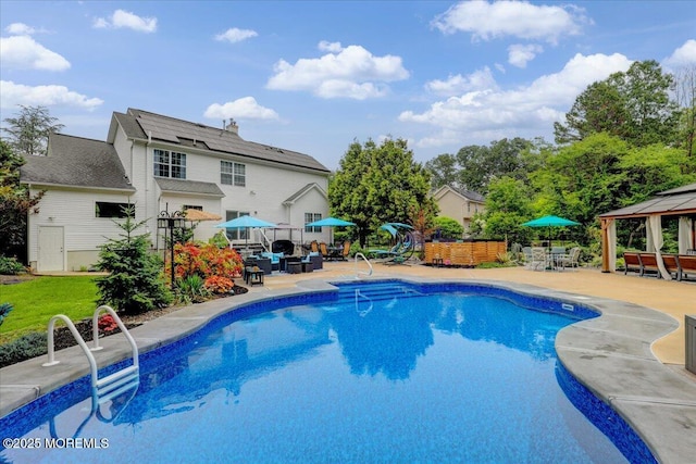3 Kindling Way, Jackson, NJ 08527 - outdoor pool with a gazebo, a patio, and outdoor dining space