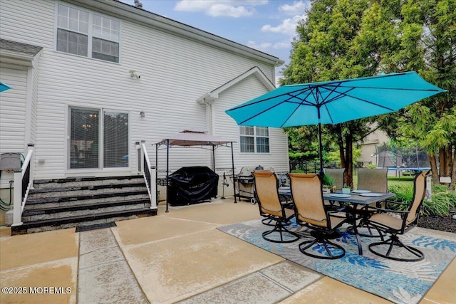 3 Kindling Way, Jackson, NJ 08527 - view of patio featuring a trampoline, entry steps, and outdoor dining area