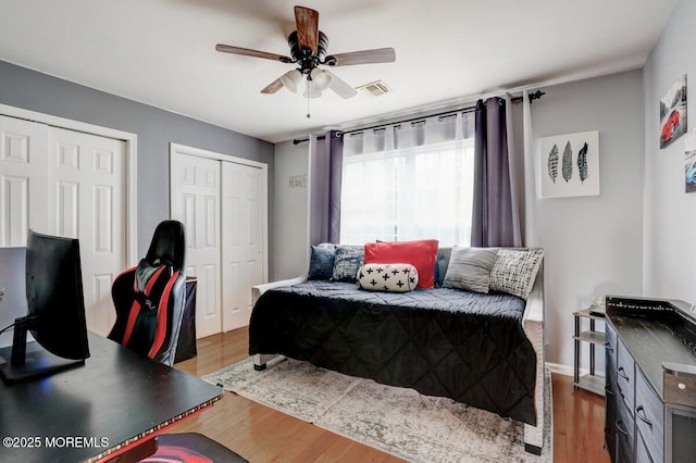 3 Kindling Way, Jackson, NJ 08527 - bedroom featuring multiple closets, wood finished floors, and a ceiling fan