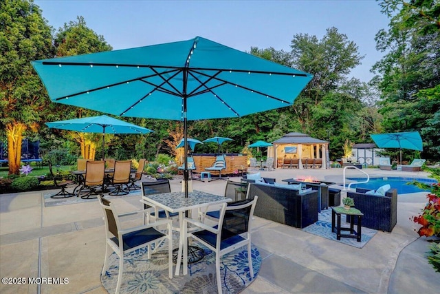 3 Kindling Way, Jackson, NJ 08527 - view of patio / terrace featuring outdoor lounge area, outdoor dining area, an outdoor pool, and a gazebo