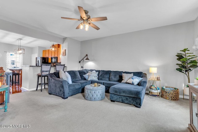 9 Olivia Dr, Tinton Falls, NJ 07712 - living area featuring light carpet and ceiling fan