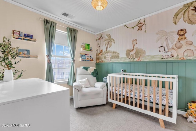 9 Olivia Dr, Tinton Falls, NJ 07712 - bedroom featuring crown molding, a nursery area, and carpet floors