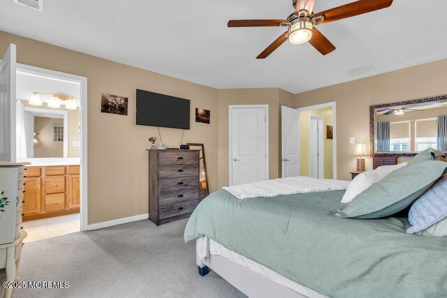 9 Olivia Dr, Tinton Falls, NJ 07712 - bedroom featuring light colored carpet, ensuite bathroom, and a ceiling fan