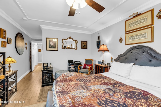 75 Farnworth Close Unit 1000, Freehold, NJ 07728 - bedroom featuring wood-type flooring, crown molding, a raised ceiling, ceiling fan, and baseboards