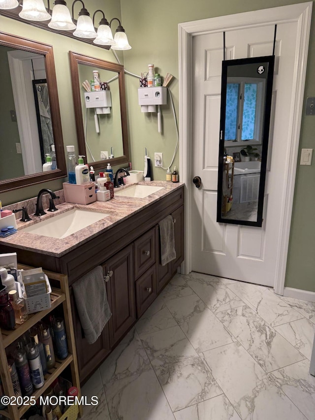 300 Allenhurst Ave, Neptune Township, NJ 07753 - bathroom with double vanity and marble finish flooring