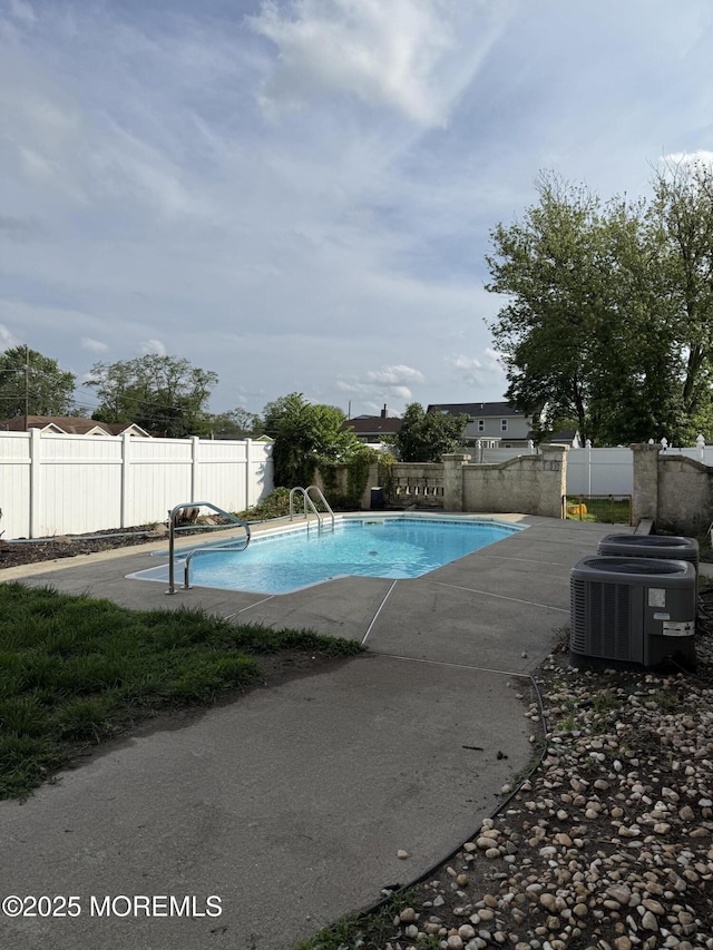 300 Allenhurst Ave, Neptune Township, NJ 07753 - view of pool with central air condition unit, a fenced backyard, and a patio