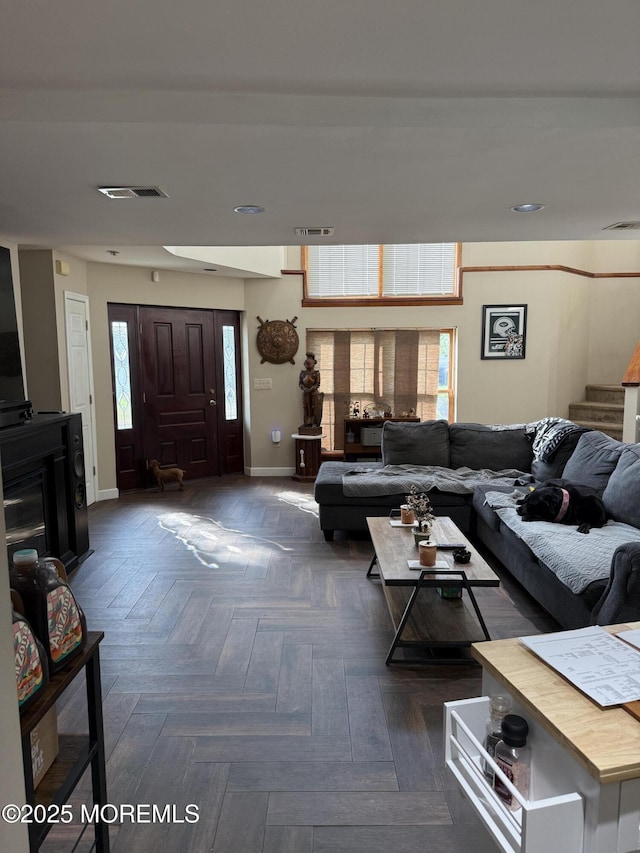 300 Allenhurst Ave, Neptune Township, NJ 07753 - living area featuring baseboards, stairs, and recessed lighting